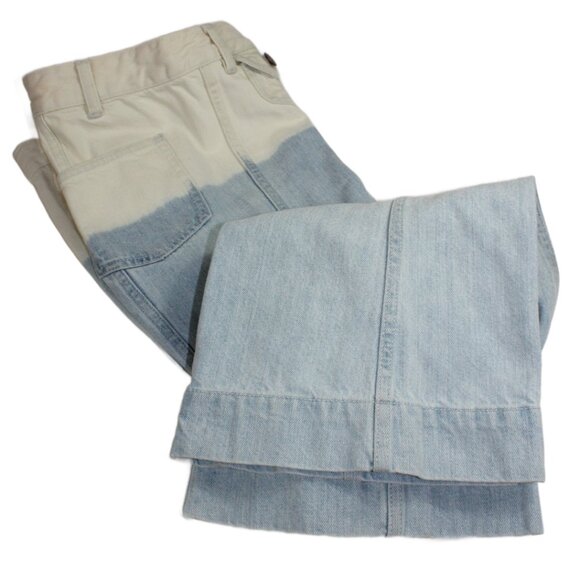 Ulla Johnson Martyna Ombre Cream Blue Denim Wide Leg Crop Flare Jean, Size 2 - Picture 4 of 8